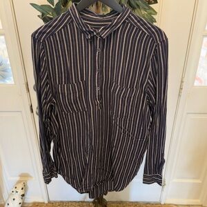 NWOT Universal Thread Casual Vertical Stripe Popover Shirt Top LS L